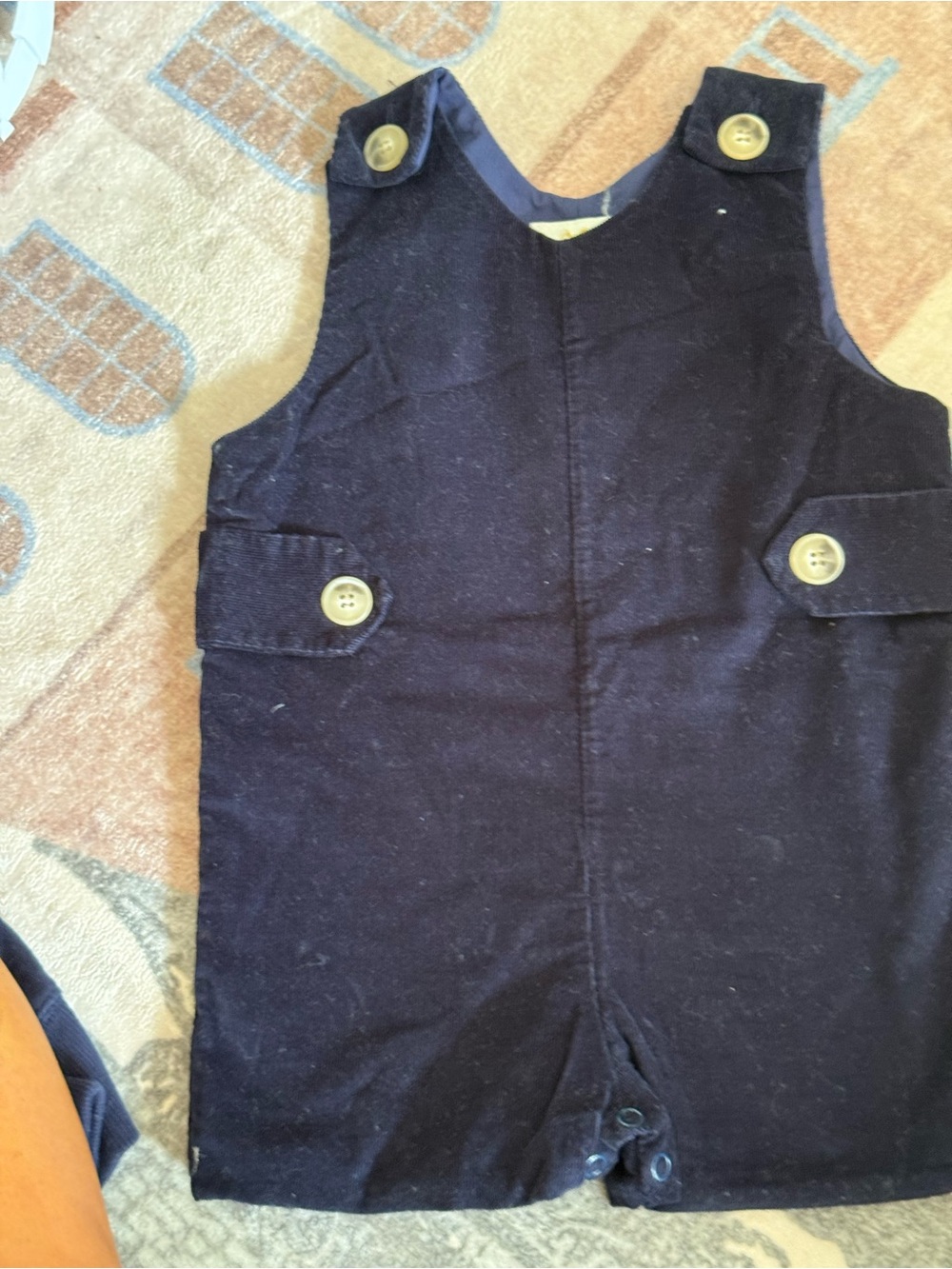 The Beaufort Bonnet Company Navy Button-Accent Toddler Overalls